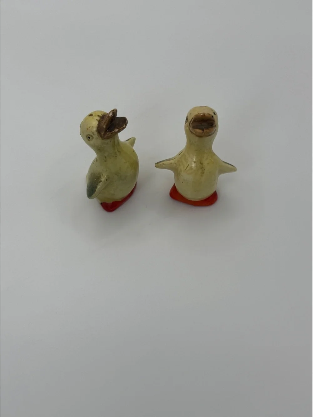 Vintage Ceramic Duck Bird Salt Pepper Shakers Figural Pair Kitchen Decor